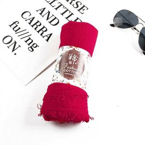 Pañuelo Hijab de Algodón y Poliéster Fruncido Transpirable para Mujer, Protección Solar, Novedad Otoño-Invierno, Venta al por Mayor - Product Image 4