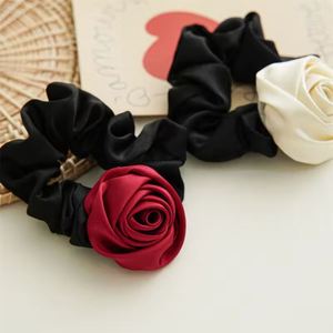 New Sweet Polyester Satin Rose Large Intestine Casual Accessory Ponytail Bun Hair Tie - Product Image 2