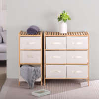 Commode à 3 tiroirs en bois avec organisateur de rangement et bacs en tissu, commode en bambou pour chambre à coucher avec 6 tiroirs
