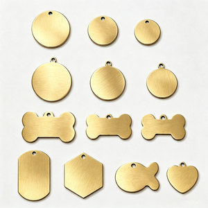 Wholesale Anti‑Lost Pet ID Tag Blanks Custom Logo Engraved Two‑Sided Nameplate Bone Round Multi‑Shape Solid Brass Blank Dog Tags - Product Image 1