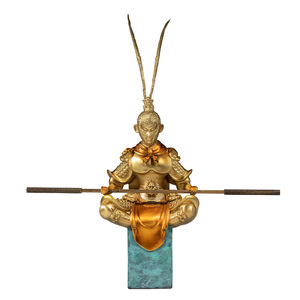 Ornement en cuivre et or de Sun Wukong, figurine artistique faite à la main, décoration de salon - Product Image 1
