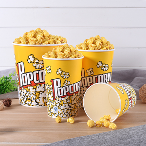 Seau à popcorn en papier jetable de qualité alimentaire, personnalisé avec logo imprimé, pour l'emballage du popcorn (vente en gros) - Product Image 1