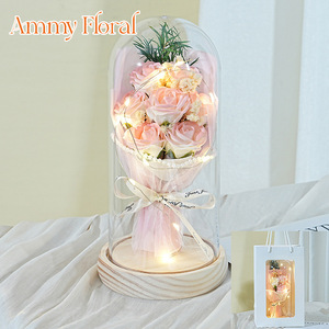 AM-SPD10 Ammy 7 Ramo Pequeño de Rosas de Jabón en Cúpula de Cristal, Recuerdos de <span class=keywords><strong>Boda</strong></span>, Regalo para el Día de la Madre, Decoraciones para el Hogar - Product Image 5