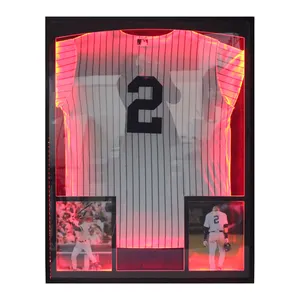 YW PanJun Jersey Frame With Colorful LED Lights Jersey Display frame Acrylic Door UV Protection Frame For Football Jersey