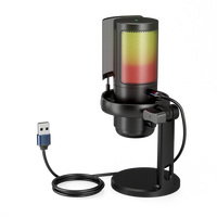 Komputer Tiongkok harga rendah mikrofon USB perekam RGB Desktop Esports siaran langsung Noise Cancelling ABS Cardioid berkabel