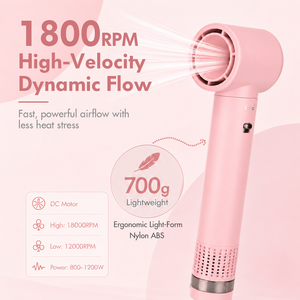 Ensemble de brosses à air chaud PRITECH 5 en 1, brosse sèche-cheveux et volumisante en une seule étape, 1200W, peigne de coiffage professionnel, 18000RPM, rose - Product Image 4