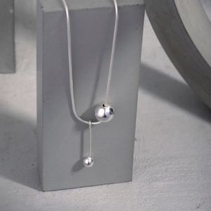 Collier Pendentif Perlé Style Métallique Dylam, Nouveau Design, Vente en Gros, Bijoux Romantiques en Argent Sterling Plaqué Rhodium - Product Image 5