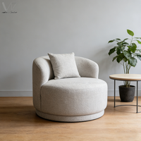 Fauteuil confortable et minimaliste pour salon, chaise de salle à manger blanche en bouclette, fauteuil moderne de luxe nordique