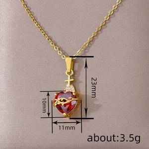 Collar con Sagrado Corazón de Jesús y Corazón de María en Oro para Mujer con Circonita Cúbica, Joyería Religiosa, Regalo - Product Image 5
