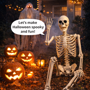 Squelette d'Halloween grandeur nature <span class=keywords><strong>de</strong></span> 165 cm - Décoration extérieure réaliste et flexible, décorations gonflables d'Halloween pour fêtes et jardins - Product Image 4