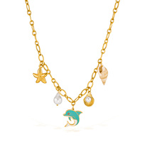 Pendentif Dauphin Créatif en Acier Inoxydable, Chaîne de Clavicule, Élément Marin, Collier Tendance Polyvalent, Bijoux pour Femme