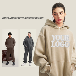 400G High Quality Men's Hoodie Vintage Washed Distressed <b>Sweatshirt</b> Custom Logo American Size Oversize Unisex Set Manufacturers - Product Image 3