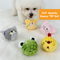 Jouet pour chien en peluche TPR, balle rebondissante, animal mignon de dessin animé, durable, anti-ennui, 5 cm, intérieur/extérieur