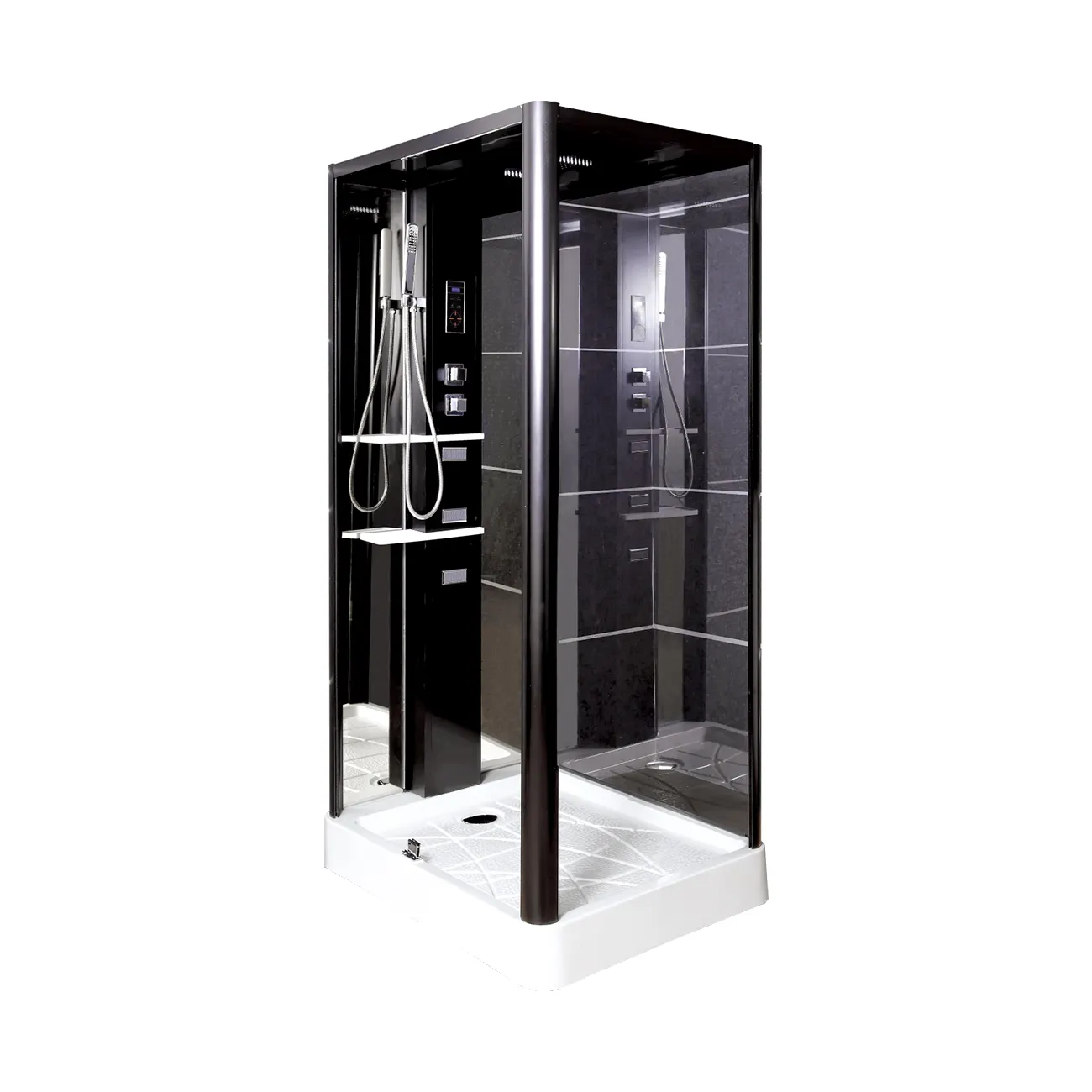 Baño de vapor para baño cabina de ducha independiente cabina de ducha negra y bandeja