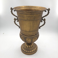 Macetero Decorativo Vintage en Forma de Trofeo de Metal Dorado con Asas, Florero Decorativo, Centro de Mesa para Bodas, Maceta para Exhibición Floral
