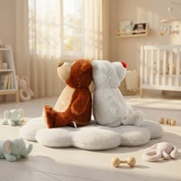Paire d'ours en peluche dos à dos marron et blanc, doux et moelleux, pour bébé, cadeau pour la maison