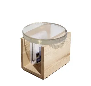 Proveedor de mesa lateral superior de cristal fundido, diseño redondo de color claro