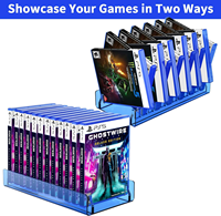 Support d'affichage de carte de jeu vidéo en acrylique bleu translucide sur mesure pour organisateur de stockage PS5 PS4 PS3