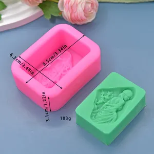 Spot grosir 3D persegi panjang indah gadis patung cetakan silikon untuk DIY lilin aromaterapi kue Fondant
