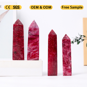 หินมูนสโตนสีแดงทรงโอเบลิสก์ขัดเงาด้วยมือสำหรับตกแต่ง ขายส่ง - Product Image 2