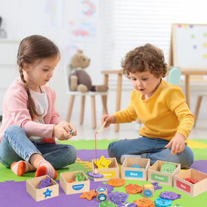 เกมตกปลาไม้สไตล์มอนเตสซอรี่ ของเล่นเสริมพัฒนาการด้านการเรียงสีและฝึกทักษะการใช้มือ สำหรับเด็กชายและเด็กหญิง - Product Image 2