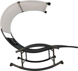 Chaise longue portable pour patio Chaise longue <span class=keywords><strong>à</strong></span> <span class=keywords><strong>bascule</strong></span> <span class=keywords><strong>double</strong></span> pour extérieur avec auvent - Product Image 3