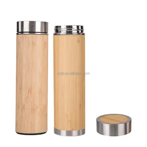 Ramah Lingkungan Terisolasi Stainless Steel Infuser Teh Kayu Termos Tumbler Kayu Botol Air Bambu
