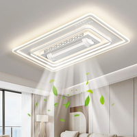 Ventilador de Techo LED Moderno con Diseño Ultrafino sin Aspas, Cuerpo de Lámpara de Hierro Simple, Control Remoto para Sala de Estar o Dormitorio