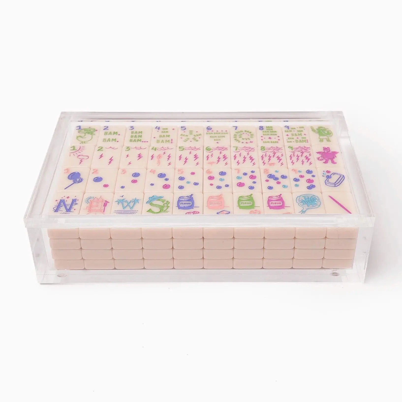 Plexiglass mahjong telha cubo caixa acrílico claro desenhar e-descartão tipo jogos caixa de exibição