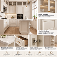 Cuisine américaine classique blanche sur mesure, armoires de cuisine de style français sur mesure pour toute la maison avec îlot