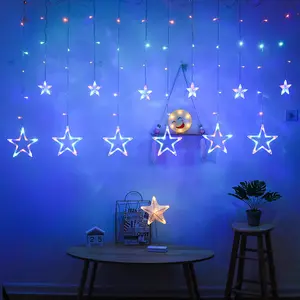 Hot Sale 138 Led Star Christmas Garland String Light Fairy Curtain Light For Christmas Wedding Patio Window Party Decoration