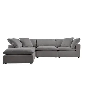 Tuyệt Vời Mềm Ngỗng Xuống Làm Đầy Trắng Linen Vải Modular Sofa Cắt Phòng Khách Lười Biếng Ghế Đồ Nội Thất