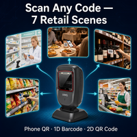 Lecteur de codes-barres intelligent FS30 à détection automatique 2D QR USB mains libres pour restaurant, restauration rapide et caisse rapide