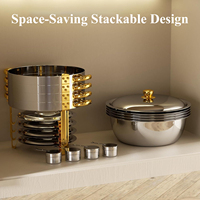 Set Perlengkapan Prasmanan Chafing Dish Multifungsi Modern Mewah dari Baja Anti Karat Bentuk Bulat untuk Layanan Katering Restoran