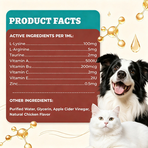 OEM Private Label Natürliches Hunde- und <span class=keywords><strong>Katzen</strong></span>-Nahrungsergänzungsmittel L-Lysin Flüssige Tropfen für Haut- und Kollagen-Gesundheit, Immunsystem-Booster - Product Image 3