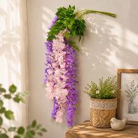 Guirlande de fleurs artificielles en glycine en plastique mélangé, violettes et roses, pour Pâques, mariage, Saint-Valentin, remise de diplôme, décoration intérieure
