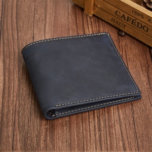 High Quality Genuine Crazy Horse Leather Minimalist Wallet Short Vintage Style with Zipper Closure and RFID Feature - Product Image 6