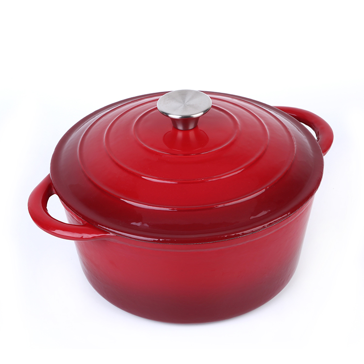 Peralatan Masak Besi Cor Enamel, Piring Casserole Termal dengan Pegangan Loop Bulat