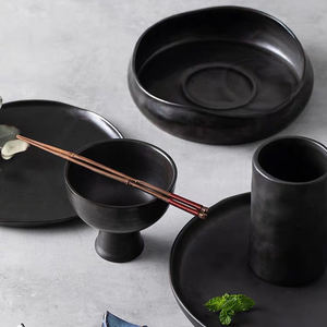 Simple nordique conception irrégulière forme ronde en céramique en grès ensemble de vaisselle pour la maison et le restaurant - Product Image 5