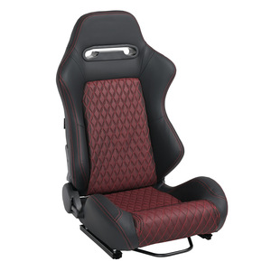 Sièges de voiture modifiés, sièges sport en cuir PVC, rails coulissants doubles, noir et rouge, surpiqûres en losange, pour améliorer l'intérieur de la voiture - Product Image 3