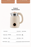 Bouilloire Électrique en Acier Inoxydable 2L, Maintien au Chaud Intelligent, Arrêt Automatique, Commande par Bouton-Poussoir, 1000W, Usage Domestique - Offre Spéciale