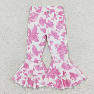 Pantalones Acampanados de Moda para Niña, Primavera-Otoño, con Estampado Tie-Dye, Cintura Ajustable y Bolsillos, Venta al por Mayor - Product Image 2