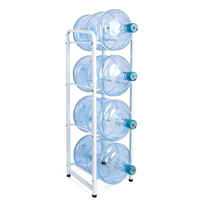 Soporte Metálico Blanco de Una Sola Columna para 4 Botellas de Agua de 5 Galones, Estante de Almacenamiento de Botellas de Agua de 4 Niveles - Product Image 1
