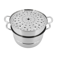 Marmite en acier inoxydable durable 12L marmite à couscous à vapeur en verre avec couvercle en métal pour soupe
