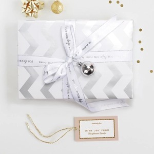 Custom Luxury White Organza <b>Ribbon</b> Spool with Silver Glitter Stripes 20mm Wide Beautiful for Hanukkah Decoration - Product Image 2