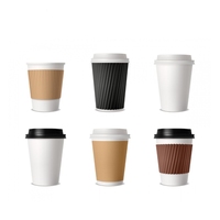 Couvre-tasses à café jetables biodégradables et compostables personnalisés avec logo d'usine, double paroi, matériaux recyclés, kraft, pour café