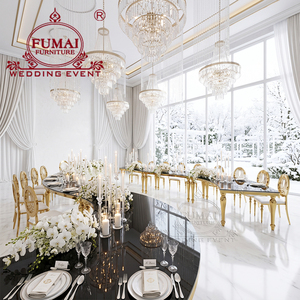 <b>Round</b> party wedding serpentine <b>table</b> with black glass <b>table</b> top for events - Product Image 5