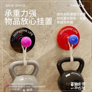 Dopamine Life Wall Mounted Adhesive <b>Hooks</b> 4.3cm Round Removable For <b>Bathroom</b> Storage - Product Image 5