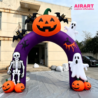 Arche gonflable géante 3M pour Halloween avec citrouille, fantôme et squelette pour décoration de fête en extérieur, portail d'entrée