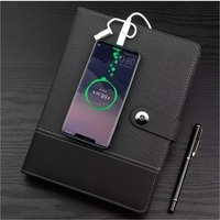 Carnet de charge sans fil A5 multifonctionnel avec haut-parleur Clé USB Banque d'énergie Carnet de notes intelligent en cuir pour cadeau d'affaires